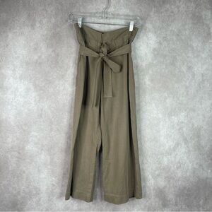 Reformation Gaucho High Waisted Paperbag Tencel Pants In Green Size 2